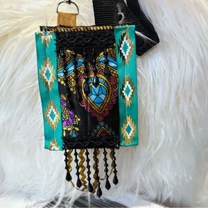 Fiber Art Handmade Signed Wallet Necklace Bohemian Multicolor Beaded Women Purse